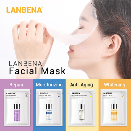 Face Masks Hyaluronic Acid Vitamin C Serum Blueberry Sheet Mask Moisturize Whitening Anti-Aging Water-Locking Skin Care TSLM1